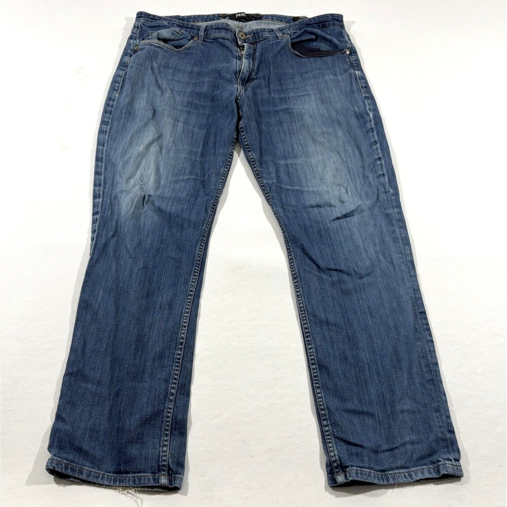 Paige Jeans Mens Straight Leg Mid Stretch Denim Normandie Distressed Sz 38 USA